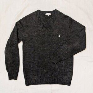 ELLE - V Neck Charcoal Gray Sweater with Cat Embroidery (Bought in Japan) Size M